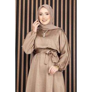 Robe Hijab en Satin de Vison avec Ceintures, Style Modeste et Taille Naturelle - Product Image 2