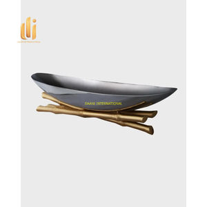 ชามตกแต่งสีเงินแบบทันสมัยพร้อมฐานไม้ไผ่สีทองหรูหราชามผลไม้โลหะประดับกลางโต๊ะรับประทานอาหารและของตกแต่งบ้าน - Product Image 2