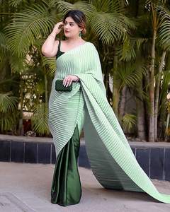 Ropa étnica tradicional pakistaní India blusa Sari calidad Premium CHINNON seda Pallu Crush nuevo clásico última fiesta - Product Image 6