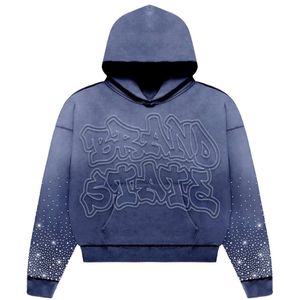 Nouveau en détresse Vintage Zip-Up lavé à l'acide hommes sweats à capuche 100% coton brodé déchiré lourd décontracté unisexe Logo personnalisé - Product Image 5