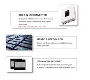 Batería Teway Cell All One LiFePO4 de 32KWh, 10KWh, 16KWh, 20KWh, 48V con inversor integrado de 10KW, AC230V, sistema solar doméstico apilable ESS - Product Image 5