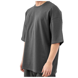 Camisetas con diseños gráficos Camisetas de algodón para hombres Camiseta de manga corta de gran tamaño con lavado ácido de gran tamaño con hombros caídos para hombres - Product Image 3