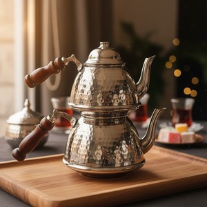 Luxury <b>Copper</b> Azerbaijani Teapot with Lid Metal Water Pot for Drinks Tea & Restaurant Use Elegant <b>Handle</b> Design for Hotels Gifts - Product Image 3