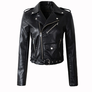Chaqueta de cuero de moda para mujer hecha a medida 2024, fabricación al aire libre con procesamiento de punto de color personalizado - Product Image 4