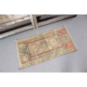 Alfombra Vintage de 1.5x2.9 pies, Alfombra Turca, Alfombra Oriental Marrón de Lana - Product Image 4