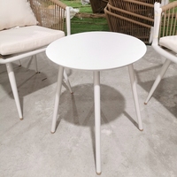 3pc Aluminium & Rope Outdoor Bistro Set Outdoor Rope Chat Set mit grauen Kissen