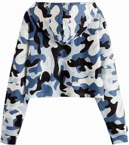 Sweats à capuche courts d'hiver pour femmes, 100% coton, doublure en polaire, couleur unie, logo personnalisé sur le devant, respirant, décontracté, best-seller - Product Image 2