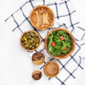 Bol en bois d'olivier écologique fabriqué à la main de 6 tailles différentes pour servir la salade et les fruits bols en bois décoratifs modernes à usage domestique - Product Image 3