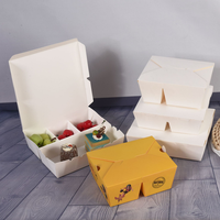 Conteneurs d'emballage de restauration rapide à emporter Boîte à salade Restaurant Boîtes à lunch jetables en papier kraft brun recyclé avec couvercle