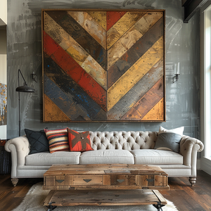 2024 AI colección de muebles modernos para sala de estar diseño de concepto creativo con patrones geométricos coloridos Churcher sofá arte de pared - Product Image 3