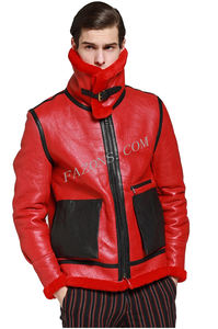 Veste de pilote en peau de mouton véritable pour homme, veste en cuir de mouton véritable, veste d'aviateur, bombardier vintage, rembourrage chaud en fourrure, veste de mode - Product Image 2