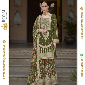 Sadaf New Traditional Wear Heavy Chinnon Silk Avec Travail Brodé Et Travail De Séquence Pakistanais Salwar Kameez - Product Image 1