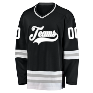 Maillots de hockey sur glace de sublimation de conception de logo personnalisé noir blanc 100% maillot d'équipe de hockey sur glace d'athlètes professionnels de polyester - Product Image 2