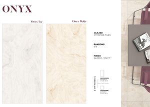 Carreaux de porcelaine émaillée moderne brillant de 9mm d'épaisseur au design italien, beige onyx, antidérapants pour usage intérieur, appartements, villas et centres commerciaux - Product Image 2