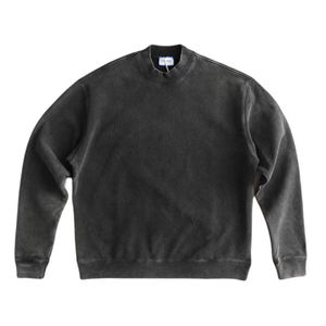 Sweat-shirt de qualité supérieure unisexe 500 Gsm Acid Wash Fleece Heavyweight Custom Logo 3d Embossed 100% Cotton Mens Sweatshirts - Product Image 3