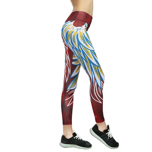 Venta al por mayor de alta cintura 3D impreso pantalones de Yoga estilo deportivo Nylon Spandex Leggings transpirable peso ligero de talla grande de punto trasero - Product Image 6