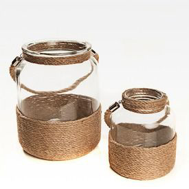 Pot en verre décoratif de bougie de poignée de corde pour la décoration à la maison le best-seller - Product Image 2