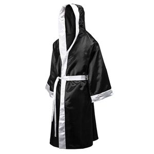 Black-Color Silver-Lining Top Selling Best Quality Kick <b>Boxing</b>-Gown With Hood-Silver <b>Belt</b> <b>Boxing</b> Robes Custom Fighting-Dress - Product Image 6
