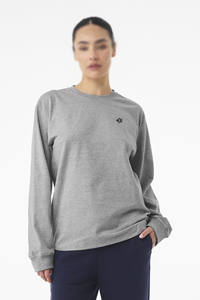 T-shirt unisexe en jersey de coton gris chiné, coupe décontractée, col rond, manches longues, prêt à l'impression, fabrication OEM en gros - Product Image 2