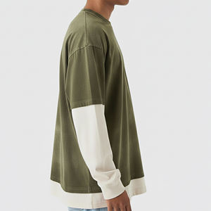 เสื้อยืดแขนยาวสไตล์ฮิปฮอปแฟชั่นใหม่ปี 2025 ล้างสีซีดแบบซันเฟด คุณภาพพรีเมียม ผ้าฝ้าย 100% เสื้อยืดแบบสวม - Product Image 3