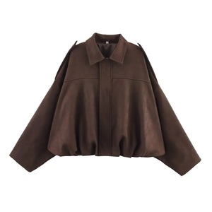 TFMLN femmes daim Bomber veste printemps nouvelle mode à manches longues fermeture éclair surdimensionné solide Bomber manteau Chic dame 2025 Streetwear - Product Image 6