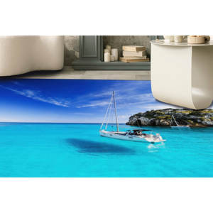 Tapis imprimé Oceanic Dream : facile à nettoyer, décoration moderne vue sur la mer, tapis à poils doux - Product Image 1