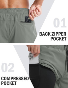 Custom Athletic Mesh <b>Shorts</b> <b>with</b> Compression Liner <b>Phone</b> <b>Pocket</b> Sporty Style for Workout Sports Fitness Gym Running Jogging - Product Image 5