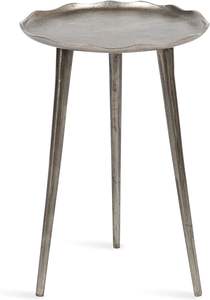 Table d'appoint décorative moderne ronde en métal et aluminium, avec bords décalés, pour table de chevet de chambre à coucher ou de salon, argent, 15x15x22 - Product Image 6