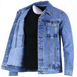 Made in High Quality Jeans Jacket Solid Color Casual Jeans Jacket <b>Covered</b> <b>Button</b> Men Jeans Jacket - Product Image 1
