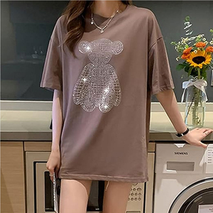 Camisetas transpirables Camiseta de diamantes de imitación para mujer más vendida Camiseta de diamantes de imitación para mujer - Product Image 3