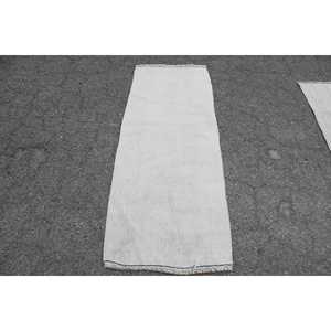 2.1x5.8 ft <b>Rug</b>, Vintage Turkish <b>Runner</b> <b>Rug</b>, White Wool <b>Rug</b> - Product Image 1
