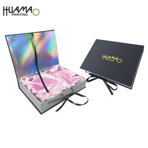 Boîtes rigides pour perruques en gros Huamao, OEM, logo personnalisé en estampage à chaud, carton avec ruban et insert intérieur, boîte cadeau pour l'emballage des perruques - Product Image 4