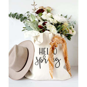 กระเป๋าผ้าแคนวาสลายสีพื้นแบบเปิดปิดได้ รุ่น Hello Spring - Product Image 4