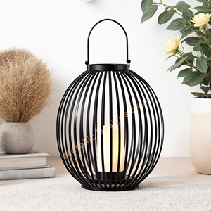 Stylish Black Metal Wire Candle Jar <b>Lantern</b> Holder for Home Decor Unique Modern <b>Indoor</b> and Outdoor Decorative <b>Lighting</b> Accent - Product Image 6