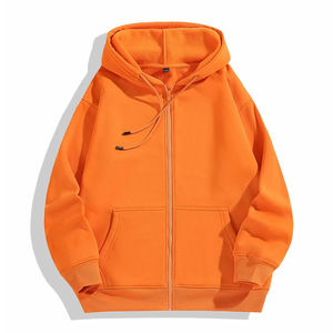 Nouveaux sweats à capuche zippés pour hommes, mode hiver, ODM, couleur unie, surdimensionnés, logo personnalisé, molleton lourd 100% coton, haute qualité - Product Image 4