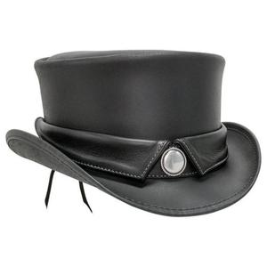 Sombreros de Vaquero de Cuero Negro Puro, Unisex, Ecológicos, Protección Solar para Exteriores, OEM, ODM, Personalizables, Modernos, para Todas las Temporadas - Product Image 1