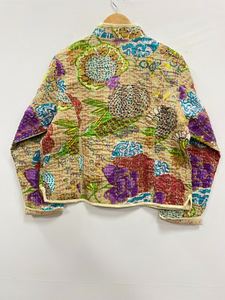 Chaqueta de algodón Kantha, Abrigo acolchado hecho a mano indio, ropa de mujer, chaqueta Kantha, Chaqueta corta Reversible, chaqueta de invierno y otoño, abrigo bohemio - Product Image 6