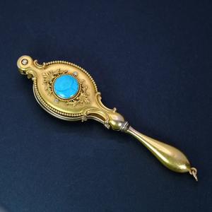 Diamante turquesa antiguo Sólido 18K Oro amarillo Lorgnette con Sky Ruby Diamond Gafas para joyería de moda unisex - Product Image 3