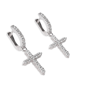New Arrivals Luxury 14K Gold VVS Lab Grown Diamond <b>Earrings</b> Elegant <b>Cross</b> Hoop for <b>Men</b> and Women for Wedding Hip Hop Occasions - Product Image 4