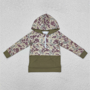 เสื้อโปโลแขนยาวลายพรางสำหรับเด็กผู้ชาย ลายม้า ซิปกระเป๋า ฮู้ดดี้ - Product Image 4