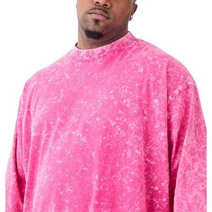 เสื้อเชิ้ตผู้ชายทรงโอเวอร์ไซส์ ลวดลายย้อมสีแบบแอซิดวอช แขนสั้น ผ้าถัก ดีไซน์คอเต่าสั่งทำพิเศษ ไซส์พลัส ผ้าฝ้าย 100% สินค้ามาใหม่ - Product Image 2