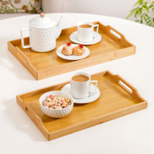 Plateau de service en bambou durable et écologique Plateau en bambou fait à la main adapté à la table à manger Table basse et décoration - Product Image 1