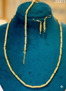 <b>Gold</b> Plated leaf Design <b>Choker</b> Necklace Set with Matching Earrings & Ring | Indian Traditional Imitation Wholesale Model 23209 - Product Image 6