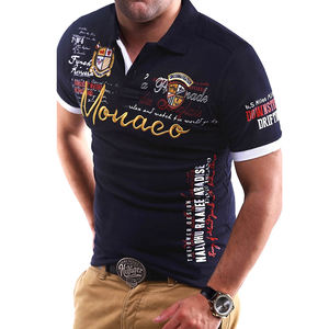 Polo à manches courtes 100% coton brodé de qualité supérieure, t-shirt slim de différentes couleurs - Product Image 1