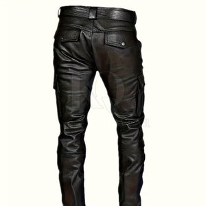 Durable <b>Men</b> <b>Leather</b> <b>Pants</b> Mid Waist Lightweight Breathable Eco-Friendly Classic Design Comfortable Fit for Casual and Party Wear - Product Image 3