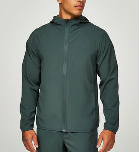 Ensemble de survêtement de sport pour homme, veste coupe-vent de course à pied en polyester et nylon de couleur unie, sans marque - Product Image 2