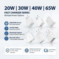 Pengisi Daya & Adaptor Perjalanan Cepat ODM PD QC3.0 GaN Multiport Portabel 20W 30W 40W 65W USB & Tipe C untuk Ponsel