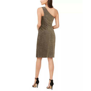 Abito tubino da donna Vince Camuto monospalla dorato in maglia glitterata con vita naturale, taglia 8 - Product Image 2