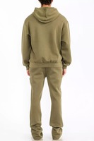 Ensemble de survêtement d'hiver épais pour homme, coupe évasée, avec veste et pantalon assortis, impression de logo personnalisé, 2 pièces, vente en gros