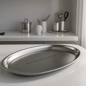 Bandeja ovalada de acero inoxidable pulido de grado alimenticio para restaurantes, hoteles y bares, bandejas decorativas de Metal para servir pan de frutas y Chocolate - Product Image 2
